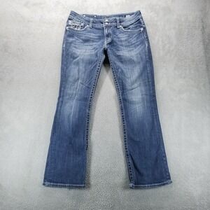 Miss Me Jeans Womens 32 Blue Bootcut Ultra Low Rise Y2K Flap Pockets